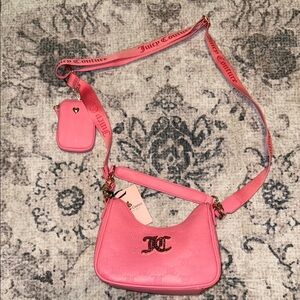 Juicy Couture Pink Leather Shoulder Bag with Gold Hardware